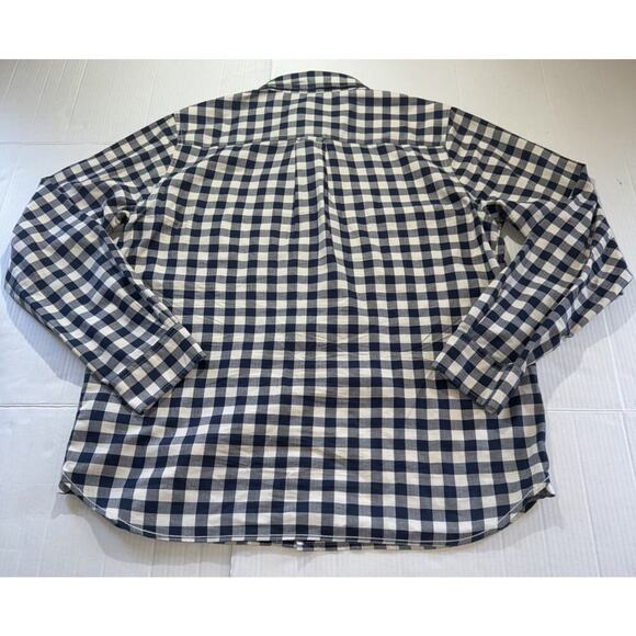 North Face Men Large 100% Cotton Flannel Button Shirt Thick Cotton Plaid Blue - Picture 10 of 11